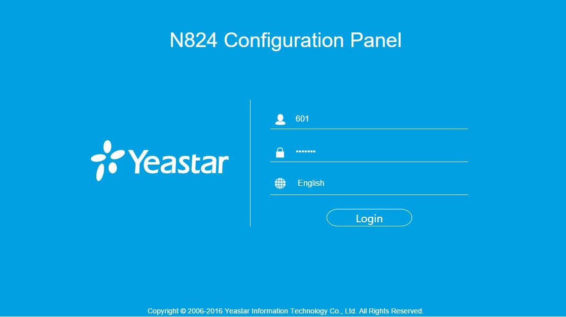 Đăng nhập vào Yeastar N824 trên giao diện Web