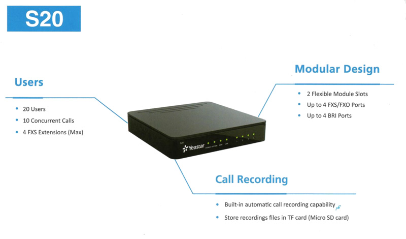 Tổng đài IP Yeastar S20 dành cho doanh nghiệp nhỏ