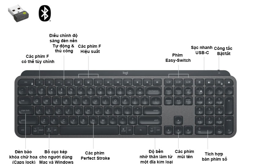 Bàn Phím Không Dây Logitech MX Keys chất lượng, giá tốt