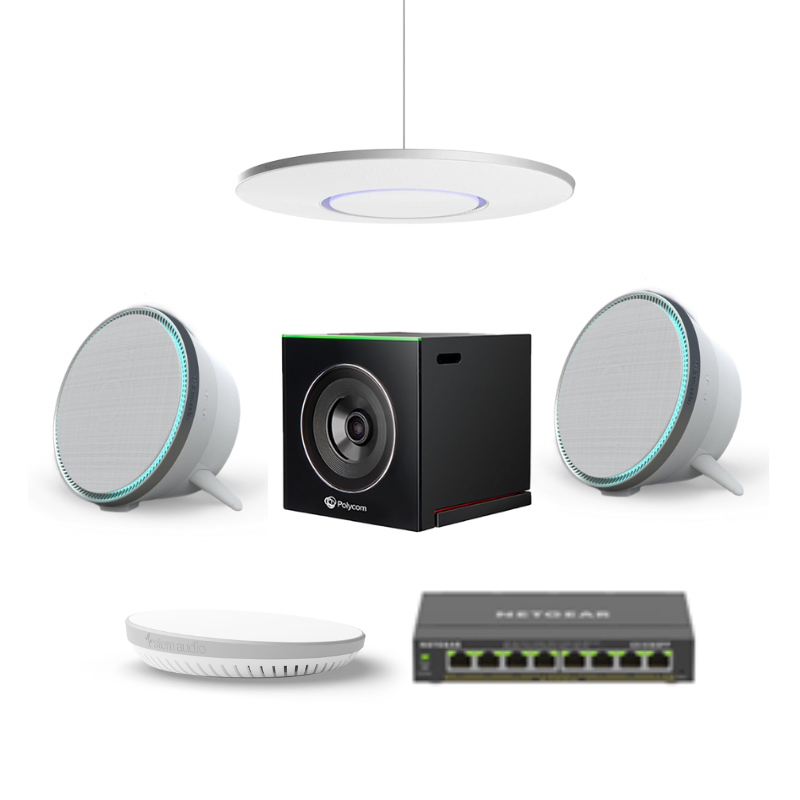 Bộ thiết bị hội nghị HuddleP2 (Poly EagleEye Cube, Shure Stem Ceiling, Speaker, Hub và Switch POE)