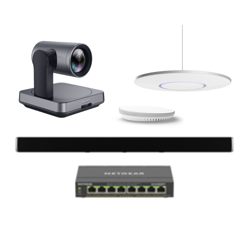 Bộ thiết bị hội nghị HuddleY1 (Yealink UVC84, Shure Stem Ceiling, Wall, Hub và Switch POE)