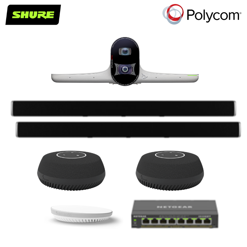 Bộ thiết bị hội nghị LargeP2 (Poly Studio E70, Shure Stem Wall, Table, Hub và Switch POE)