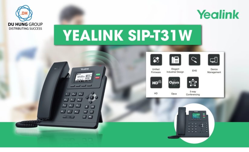 Điện thoại IP không dây Yealink SIP-T31W | Kết nối wifi, 2 tài khoản SIP