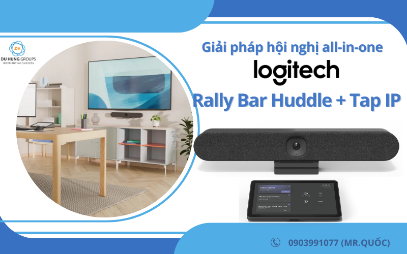 Giải pháp hội nghị trực tuyến Logitech Rally Bar Huddle + Tap IP