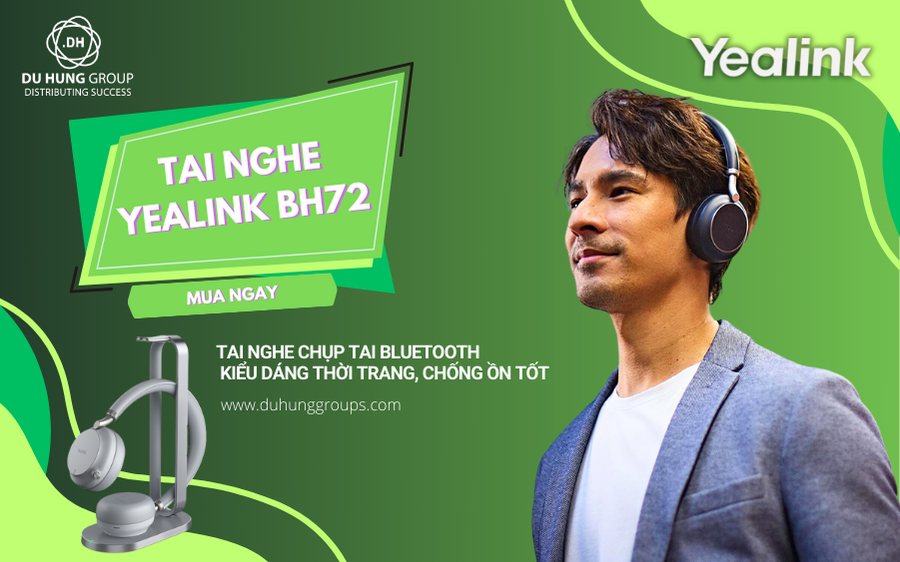 Tai nghe chụp tai Bluetooth Yealink BH72 - Kiểu dáng thời trang, chống ồn tốt