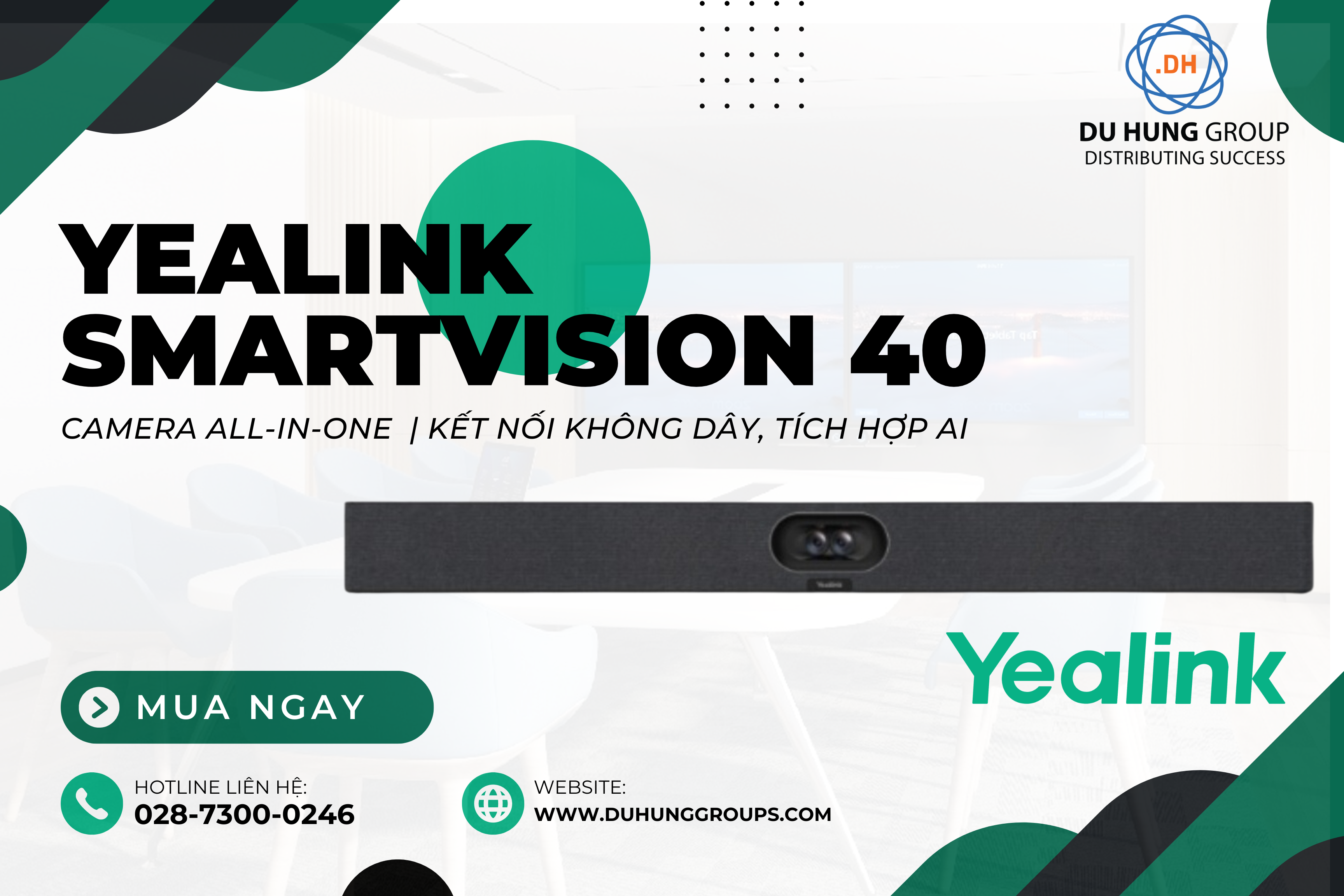 Camera All-in-one Yealink SmartVision 40 | Kết nối không dây, tích hợp AI