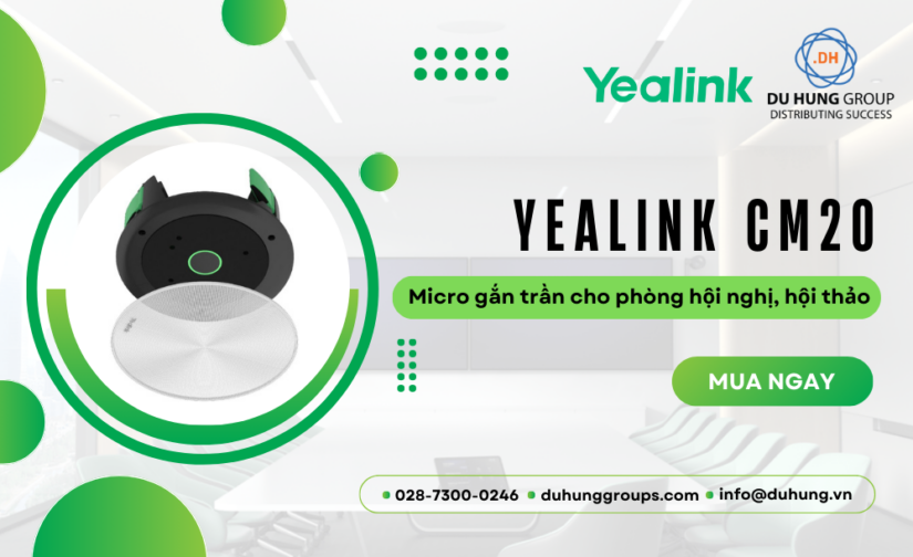 Yealink CM20 – Micro gắn trần cho phòng hội nghị, hội thảo
