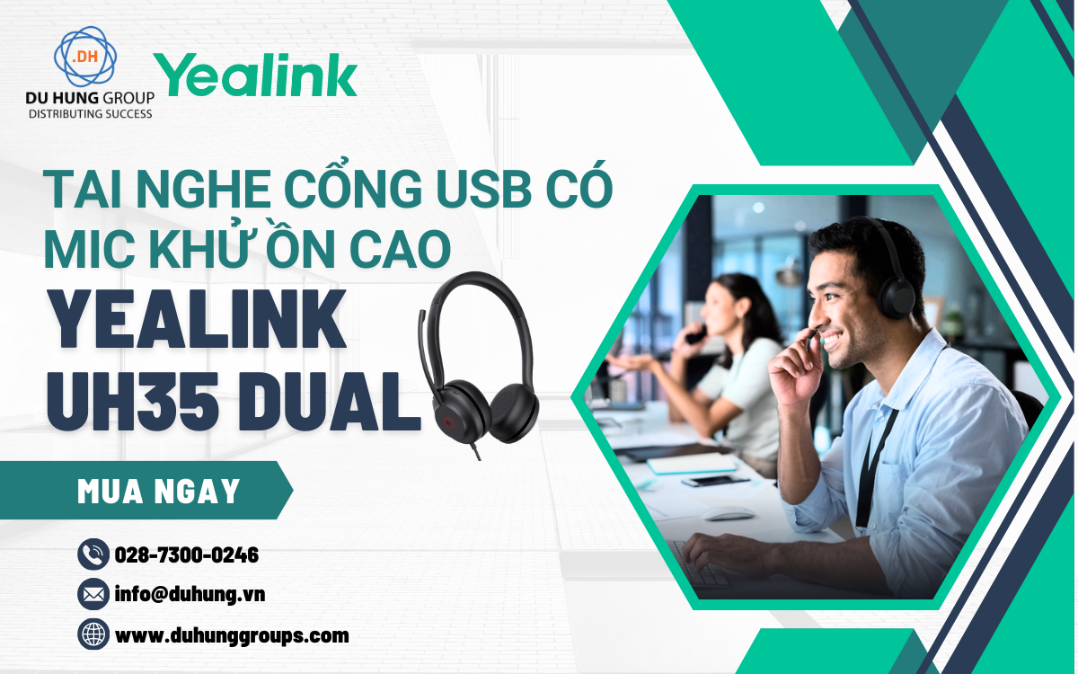 Tai nghe cổng USB có mic khử ồn cao Yealink UH35 Dual