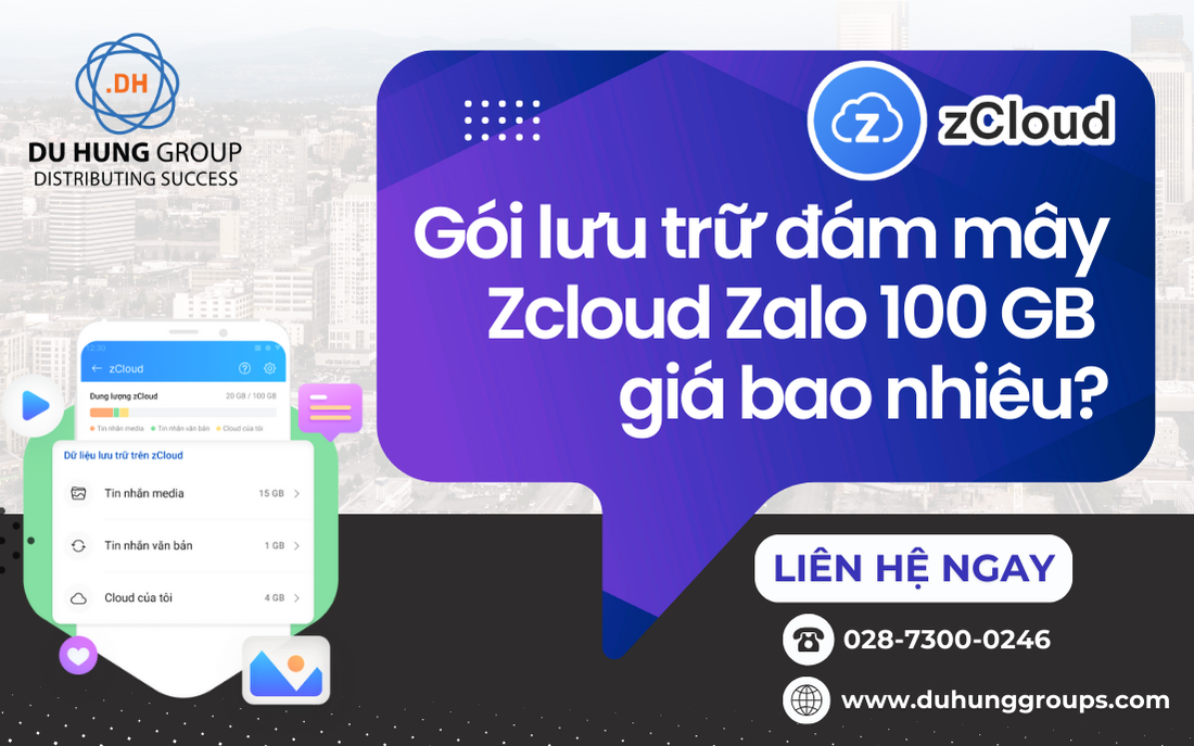 Gói lưu trữ đám mây Zcloud Zalo 100 GB giá bao nhiêu