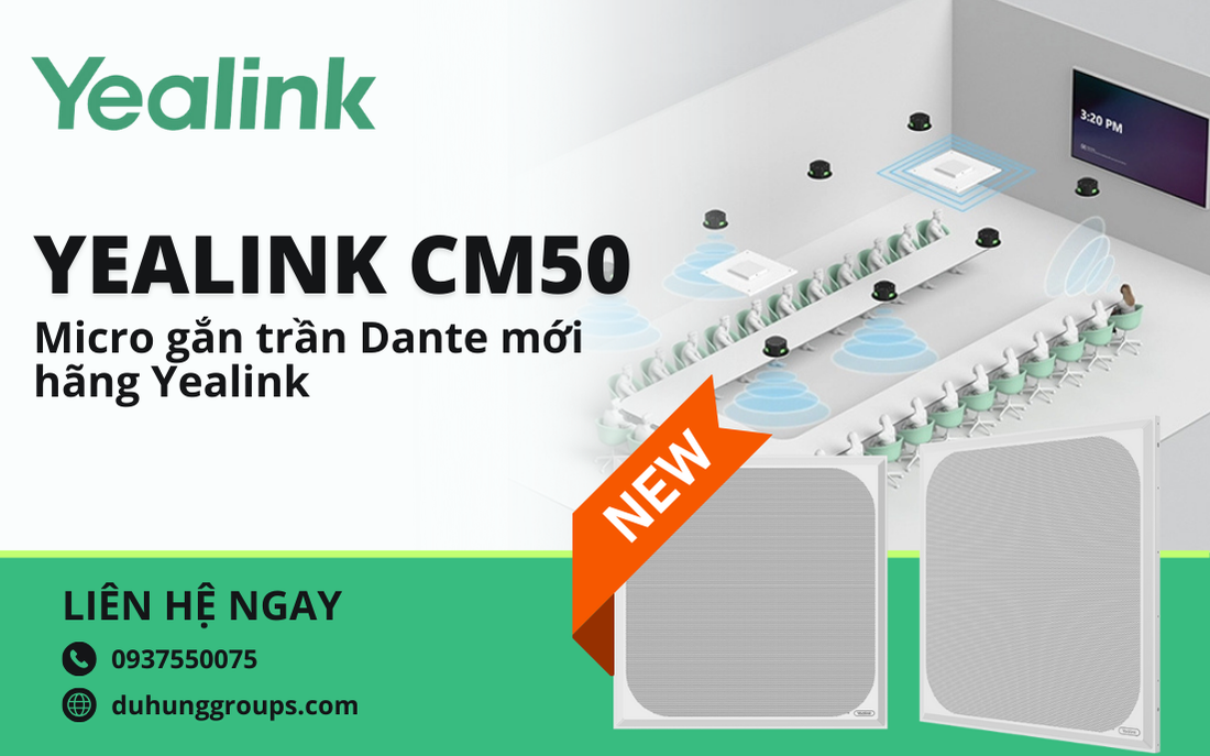 Micro gắn trần Dante mới hãng Yealink