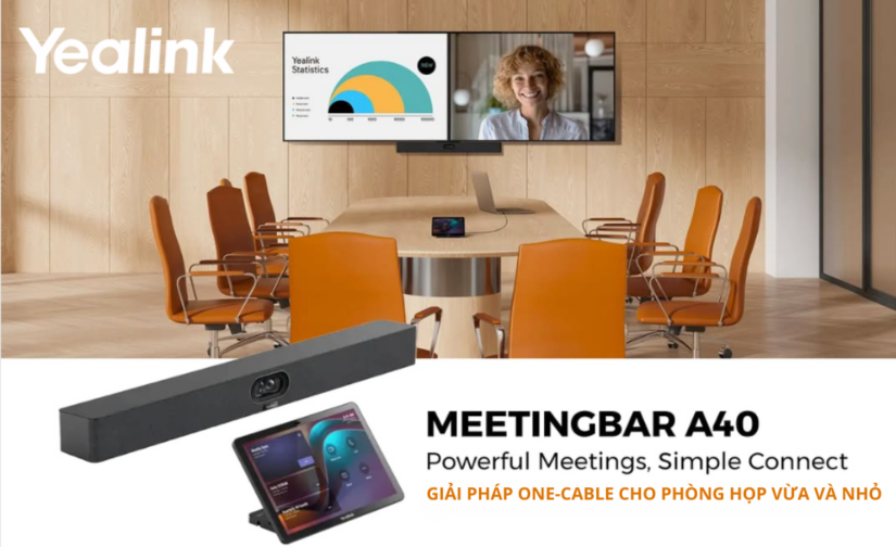 Giải pháp One-Cable Yealink MeetingBar A40 cho phòng họp vừa và nhỏ