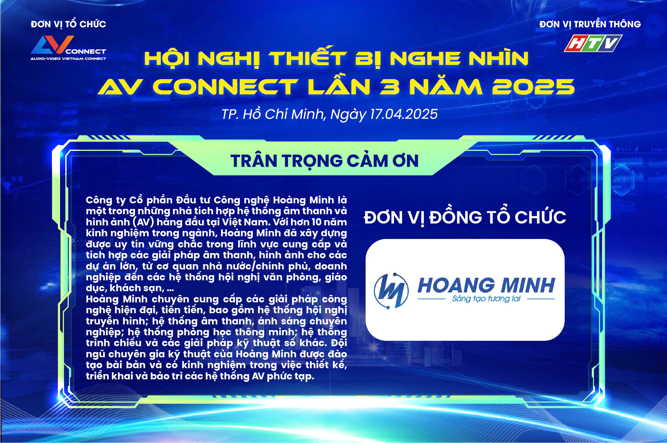 HOÀNG MINH – ĐƠN VỊ ĐỒNG TỔ CHỨC SỰ KIỆN AV CONNECT LẦN 3 NĂM 2025