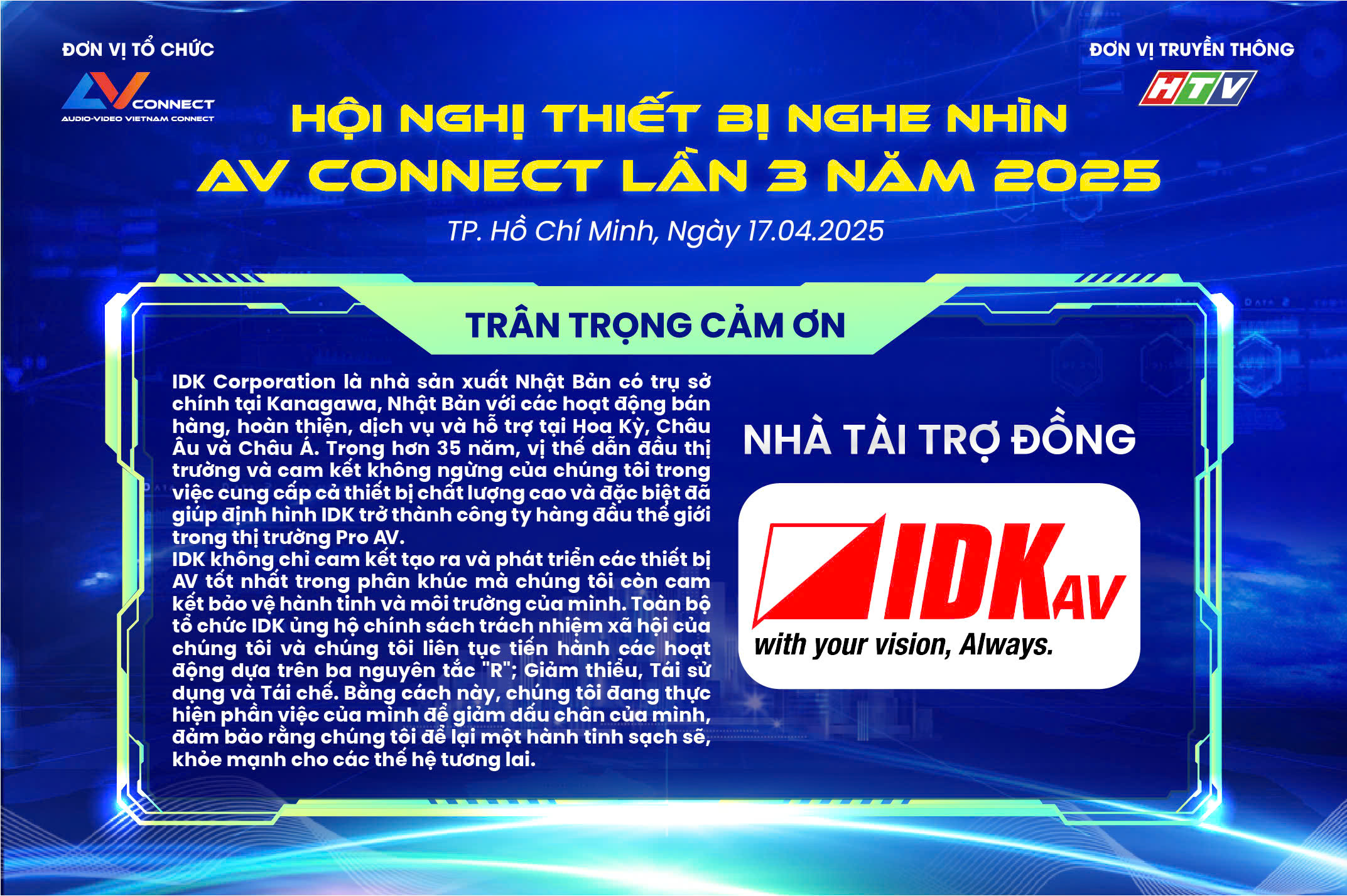 IDK – NHÀ TÀI TRỢ ĐỒN SỰ KIỆN AV CONNECT LẦN 3 NĂM 2025