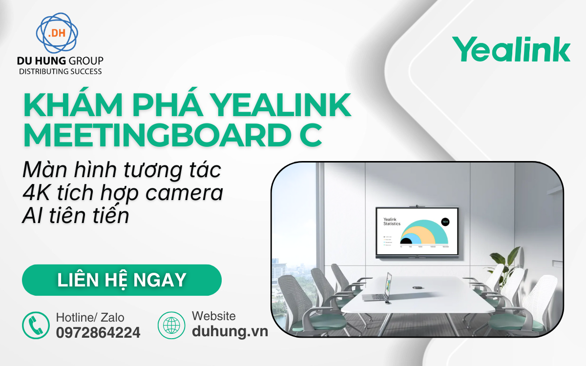 Khám phá Yealink MeetingBoard C: Màn hình tương tác 4K tích hợp camera AI tiên tiến
