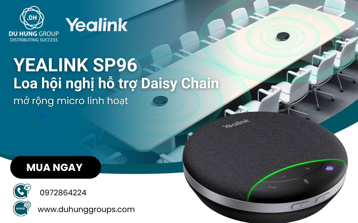 Yealink SP96 – Loa hội nghị hỗ trợ Daisy Chain mở rộng micro linh hoạt