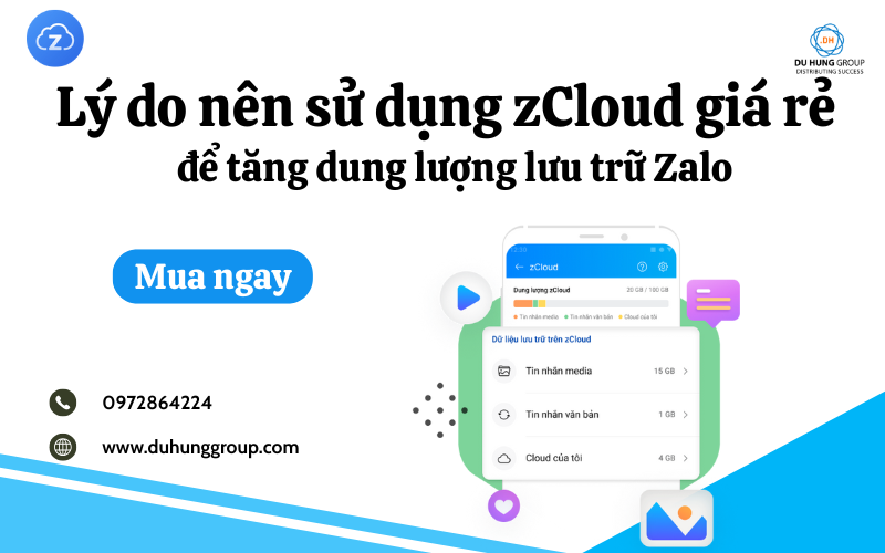 Lý do nên sử dụng zCloud giá rẻ để tăng dung lượng lưu trữ Zalo