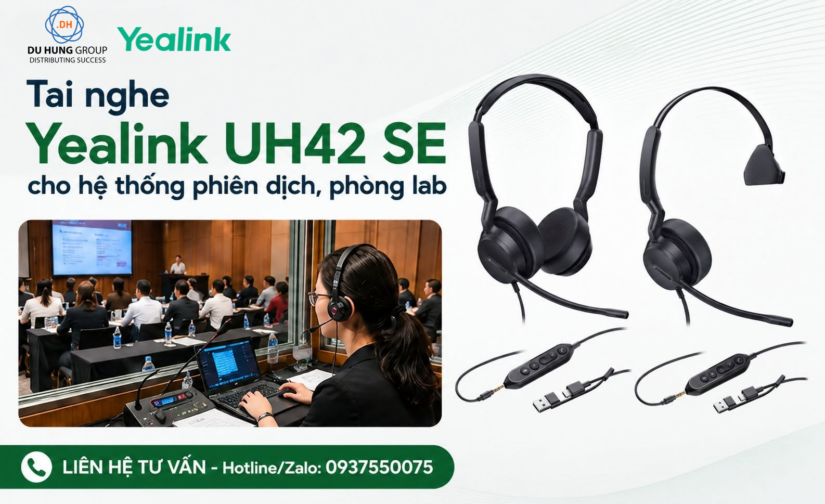 Tai nghe Yealink UH42 SE cho hệ thống phiên dịch, phòng lab