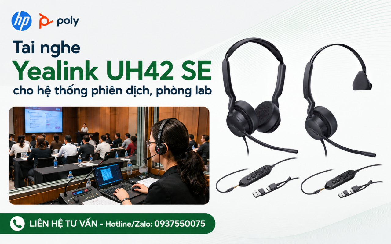 Tai nghe Yealink UH42 SE cho hệ thống phiên dịch, phòng lab