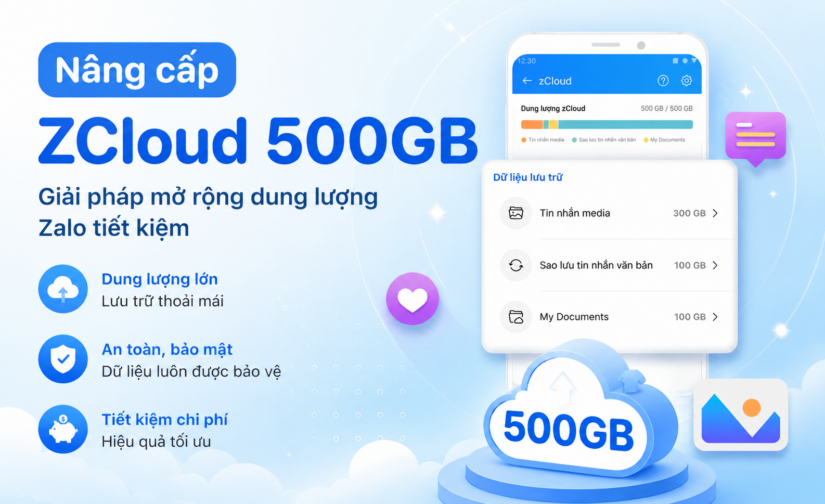 Nâng cấp ZCloud 500GB giá tốt – Lưu trữ Zalo không giới hạn