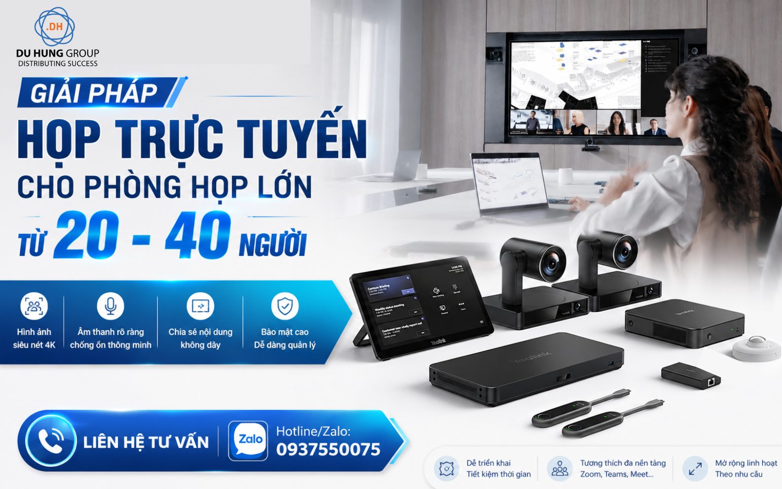 Giải Pháp Họp Trực Tuyến Cho Phòng Họp Lớn Từ 20 - 40 Người