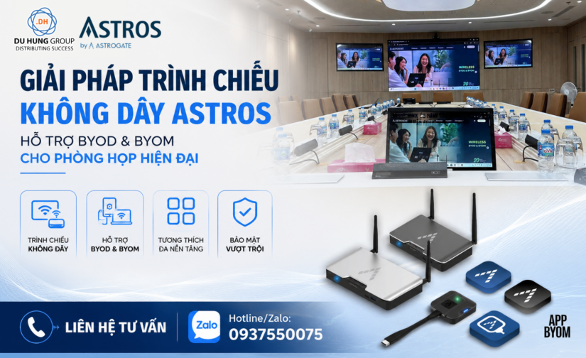 Giải pháp trình chiếu không dây ASTROS hỗ trợ BYOD & BYOM cho phòng họp hiện đại