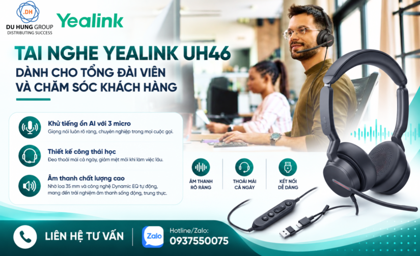 Tai nghe Yealink UH46 dành cho tổng đài viên và chăm sóc khách hàng