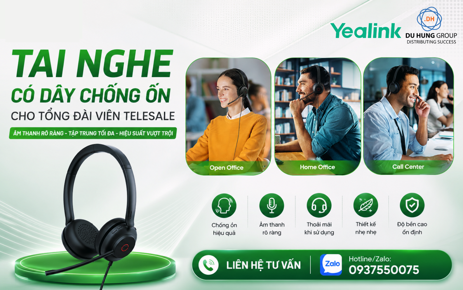 Tai nghe có dây chống ồn cho tổng đài viên Telesale