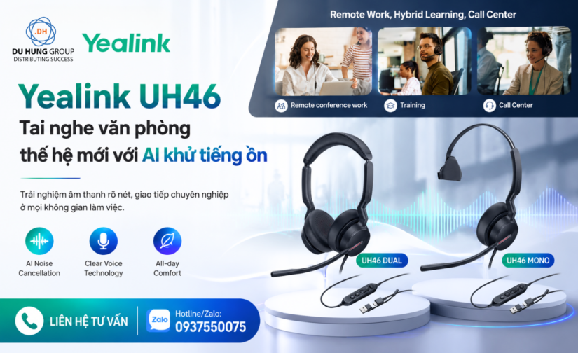 Yealink UH46 – Tai nghe văn phòng thế hệ mới với AI khử tiếng ồn (1)