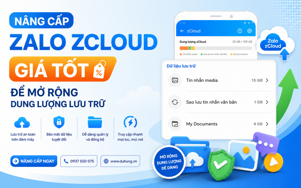 Mua Zalo ZCloud giá tốt để tăng dung lượng lưu trữ an toàn