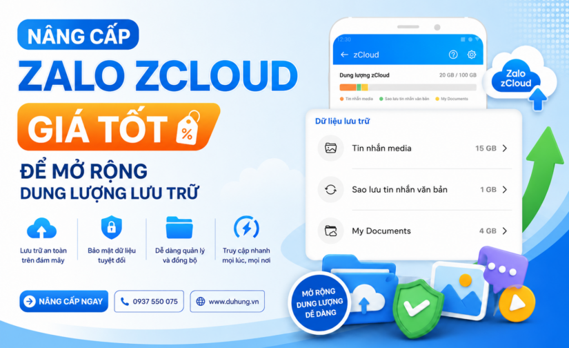 Mua Zalo ZCloud giá tốt để tăng dung lượng lưu trữ an toàn