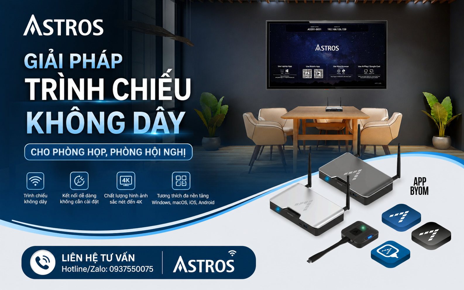 Giải pháp trình chiếu không dây cho phòng họp, phòng hội nghị