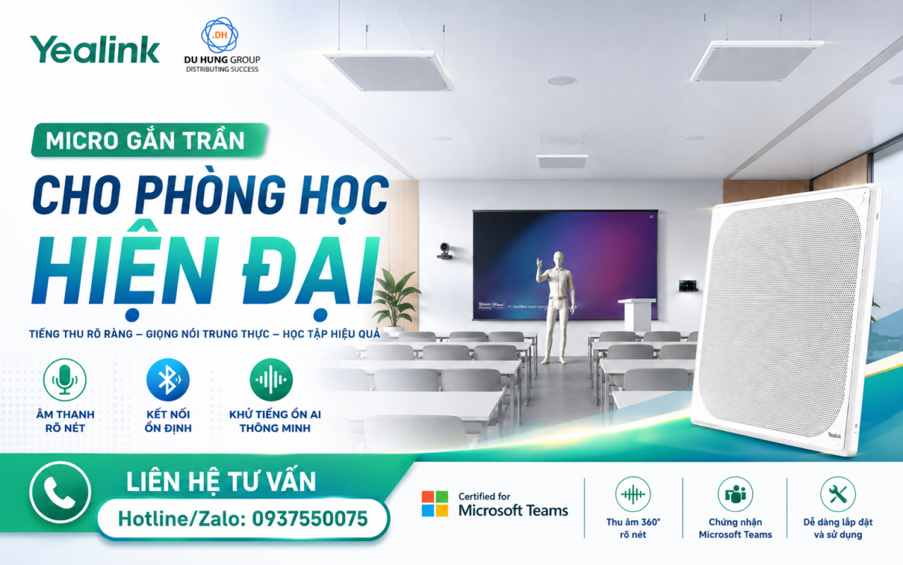Micro gắn trần cho phòng học chất lượng, tiếng thu rõ ràng
