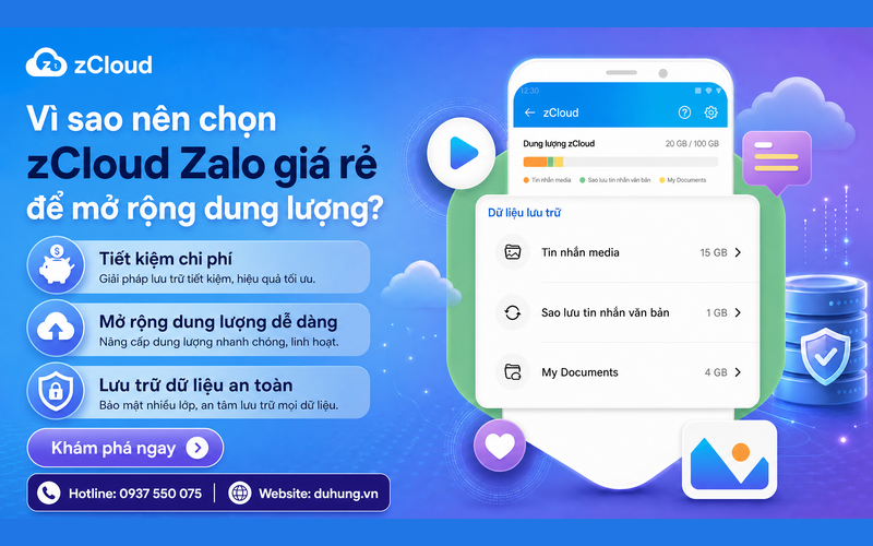 Những lợi ích khi sử dụng zCloud Zalo giá rẻ để lưu trữ dữ liệu