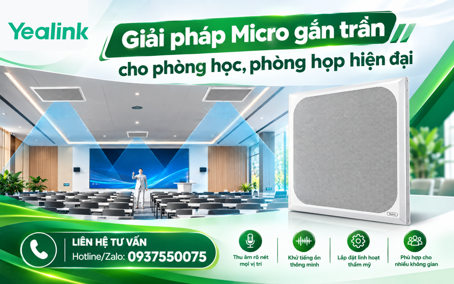 Giải pháp Micro gắn trần cho phòng học, phòng họp hiện đại (1)