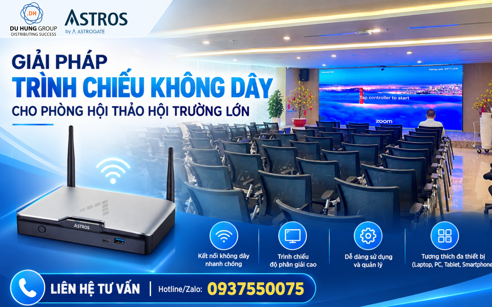 Giải pháp trình chiếu không dây cho phòng hội thảo hội trường lớn