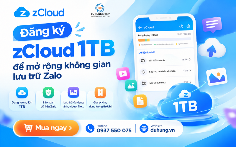 Nâng cấp zCloud 1TB để mở rộng dung lượng lưu trữ Zalo