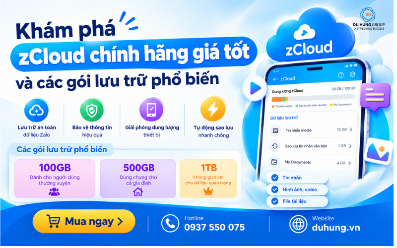 Mua zCloud chính hãng giá tốt và lựa chọn gói lưu trữ phù hợp