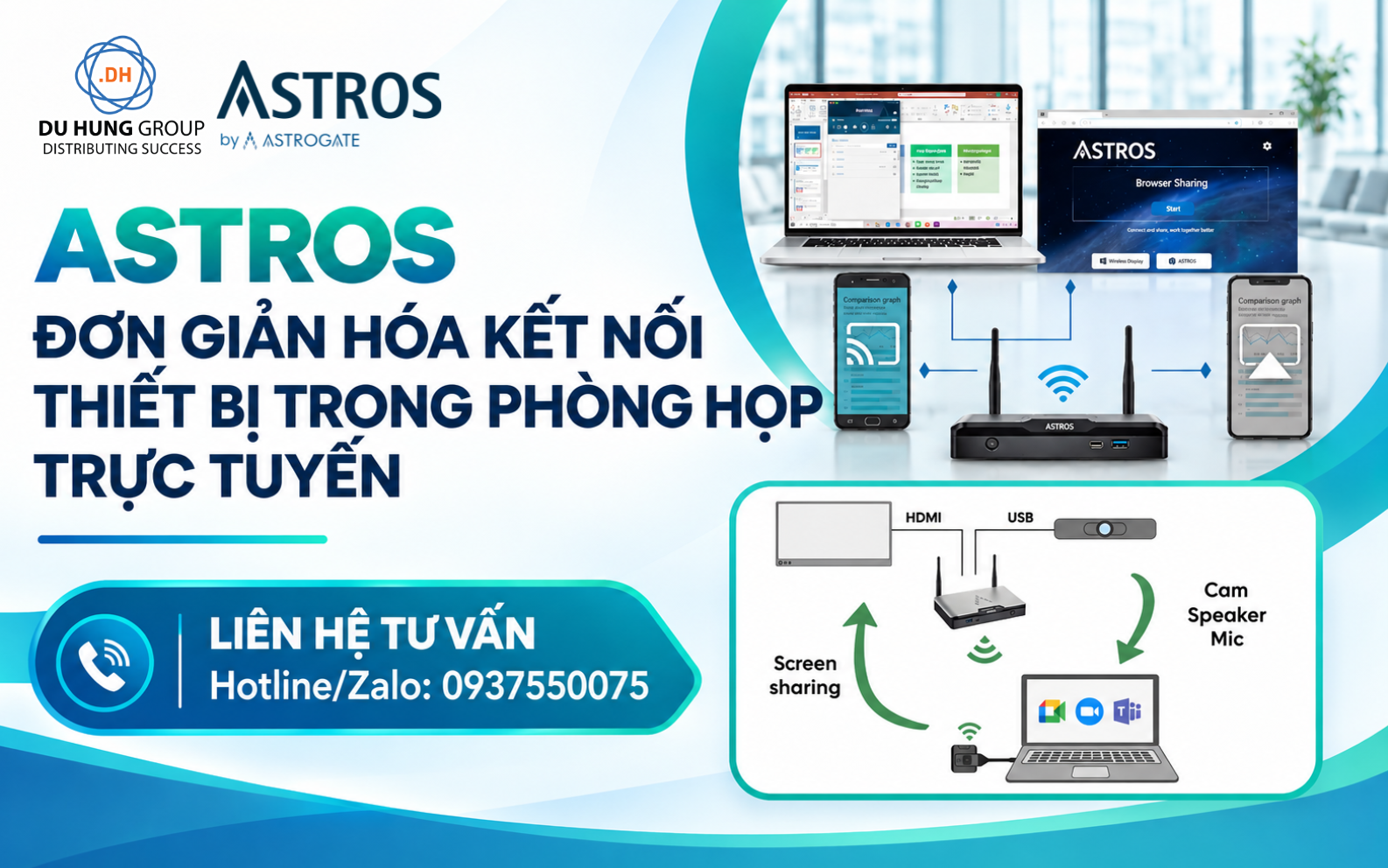 Astros đơn giản hóa kết nối thiết bị trong phòng họp trực tuyến