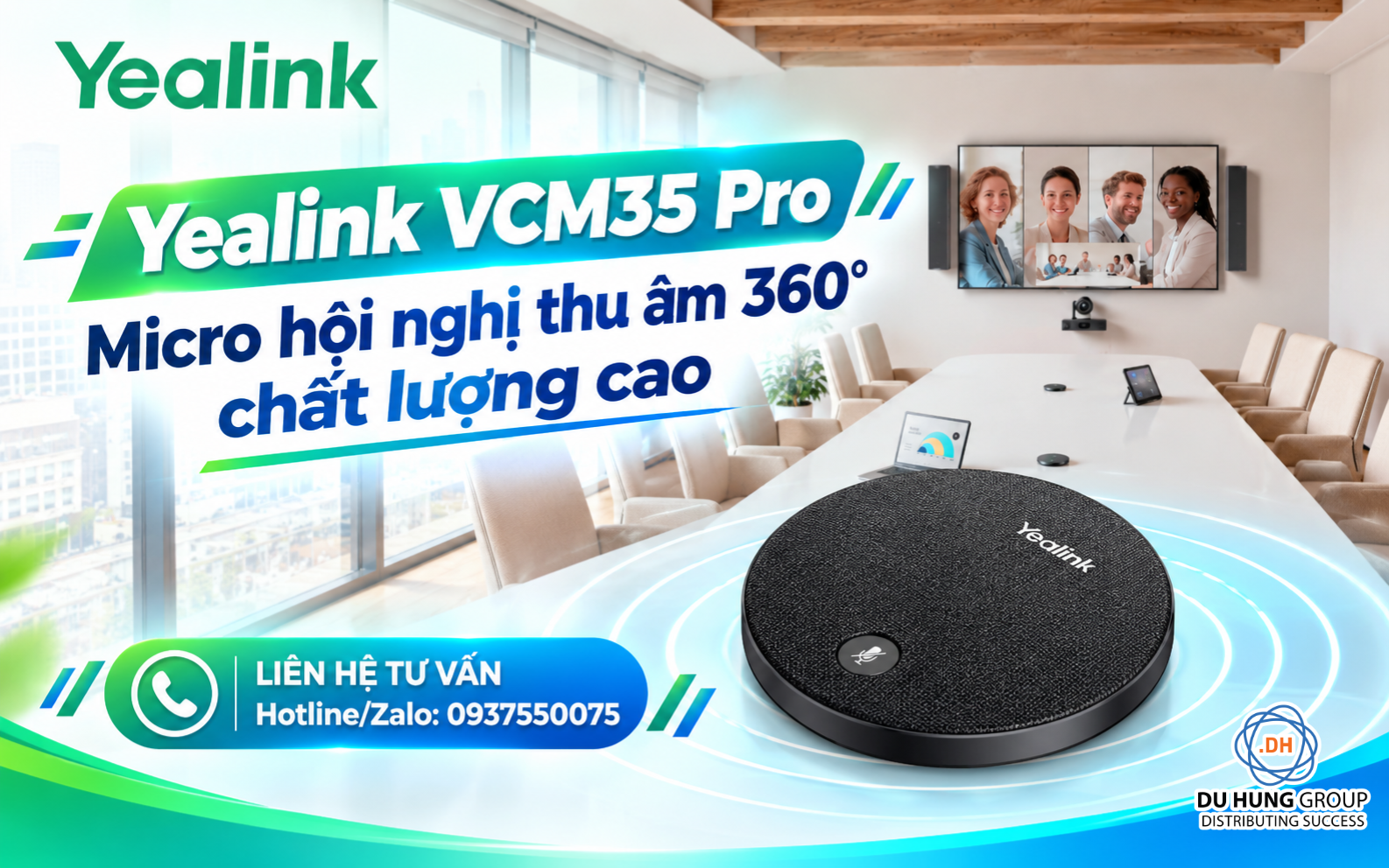 Yealink VCM35 Pro – Micro hội nghị thu âm 360° chất lượng cao