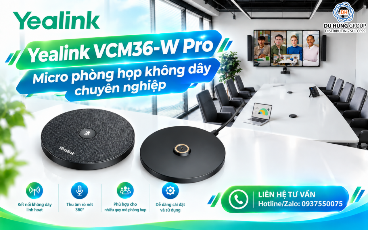 Yealink VCM36-W Pro Micro phòng họp không dây chuyên nghiệp
