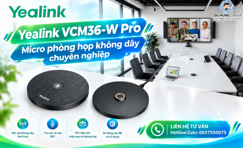 Yealink VCM36-W Pro Micro phòng họp không dây chuyên nghiệp