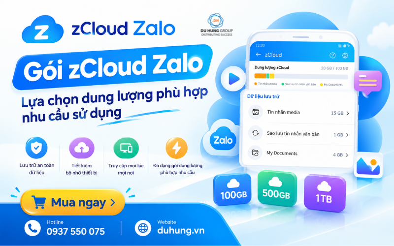 Tìm hiểu các gói zCloud Zalo và dung lượng lưu trữ hiện có